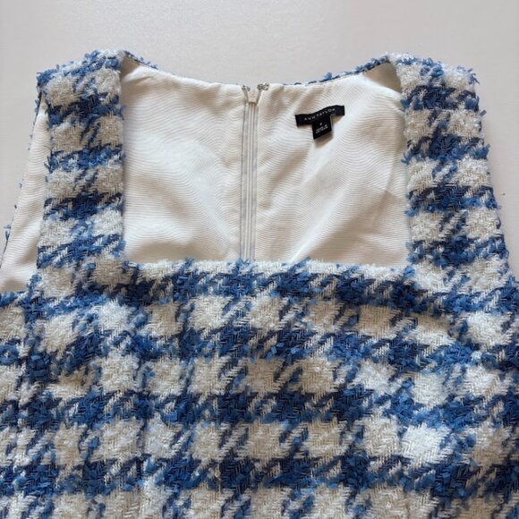 Ann Taylor Tweed Square Neck Shift Mini Dress Vintage Houndstooth Dorthy Party - Picture 6 of 14